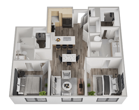 a 3 bedroom floor plan with a bathroom and a living room